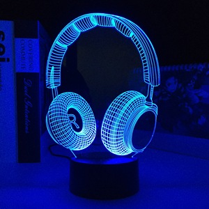 Figurine Earphone Hitam 20cm dengan Lampu LED RGBw, Patung Figurine Hiasan Meja Sebagai Hadiah, Dropshipping Sampai Depan Pintu - Product Image 4