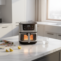 Friteuse à air avec écran tactile et fenêtre visible, grande capacité, en acier inoxydable, pour une cuisson saine à faible teneur en huile