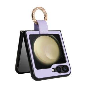 Forsamsung Galaxy Z Lật 3 4 5 6 Điện thoại di động sang trọng kẻ sọc da mềm chống rơi Nhẫn Chủ Lady trường hợp - Product Image 2