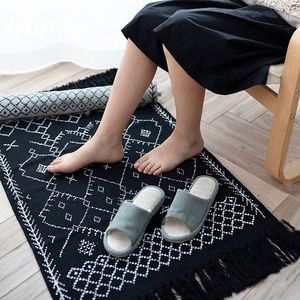 Tappeto Vintage <span class=keywords><strong>in</strong></span> morbido <span class=keywords><strong>cotone</strong></span> grigio da soggiorno con nappa per camera da letto tappetino <span class=keywords><strong>in</strong></span> tessuto lavabile piccolo tappeto geometrico Boho Area - Product Image 6