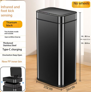 Cubo de Basura Inteligente de Acero Inoxidable con Sensor de 360°, Gran Capacidad 40L/SOL, Sin Ruedas, para Cocina - Product Image 3