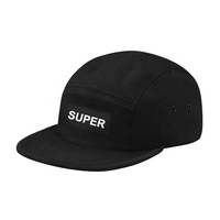 Casquette de camping 5 panneaux en laine non structurée, style vintage, à visière plate, ajustable, streetwear, profil bas, avec logo, vente en gros