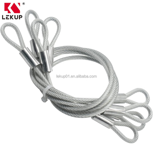 สายเคเบิลนิรภัยขนาด 4 ฟุต พร้อมเคลือบไวนิลใส สายเคเบิลเหล็กพร้อมห่วง สายสลิงลวดเหล็กชุบสังกะสี ขนาด 5 มม. สายรัดแบบถัก - Product Image 1