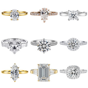 Anillo de Compromiso de Oro de 10K, 14K, <span class=keywords><strong>18K</strong></span> con Moissanita de 2CT VVS, Anillo de Boda para Mujer con Certificado GRA, Joyería Personalizada de Fábrica SGARIT - Product Image 1