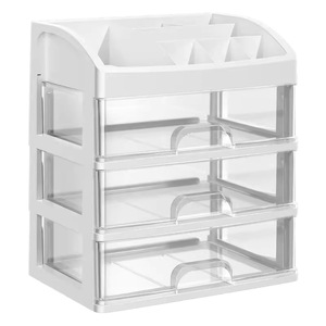 Desktop Storage <b>Drawers</b> Four Layers Stackable Plastic Organizer For Desk Cosmetic Makeup Storage Transparent <b>Drawer</b> <b>Unit</b> - Product Image 5