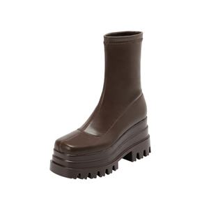 לשלושה שכבות נשים עבה בלעדי נעליים חדש קצר קרסול מגפיים להחליק על גבוהה פלטפורמת נעלי טריז עקבים נעל - Product Image 4