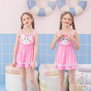 Traje de baño para niñas, estilo falda, de una pieza, UPF 30, de secado rápido, para natación y deportes acuáticos, para niños medianos y grandes - Product Image 2