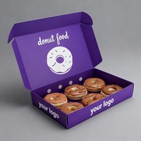 Boîte d'emballage en papier laminé brillant ou mat, recyclable, personnalisée, de qualité alimentaire, pour donuts, sushis, biscuits, desserts, vente en gros