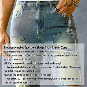 Distressed Frayed Hemジーンズ | ヴィンテージウォッシュ-Distressed Frayed Hemジーンズ | ビンテージウォッシュメンズジーンズ - Product Image 3