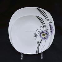 Assiette à soupe carrée en porcelaine imprimée avec Logo personnalisé, décalcomanie de 9 pouces
