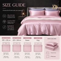 Parure de draps de luxe 100 % soie de mûrier, douce pour les peaux sensibles, 4 pièces : drap-housse, drap plat, housse de couette, taies d'oreiller