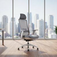 Chaise de bureau ergonomique moderne réglable en gros pour fabricants, chaise pivotante de jeu pour ordinateur, dossier haut en maille noire avec appui-tête