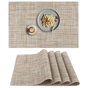 Sets de table en paille de blé résistants à la chaleur et antidérapants pour table à manger, sets de table en vinyle PVC tissé lavables et durables - Product Image 1