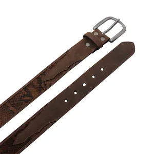 High Quality Snake pattern Genuine Leather vintage Belt Snake Skin Print Casual Waist Belt For men