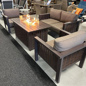 Sẵn sàng giao hàng, có chứng nhận UKCA CE, bộ bàn ghế sofa mây nhựa ngoài trời, sân vườn, có hố lửa - Product Image 5