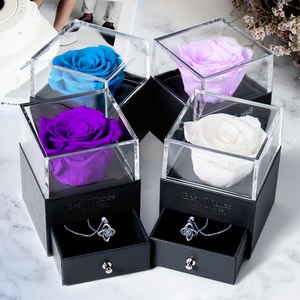 Acrílico <span class=keywords><strong>Eternity</strong></span> Roses Anillo Collar Caja de regalo Joyería de lujo Caja de rosas preservadas para Navidad Aniversario del Día de San Valentín - Product Image 3