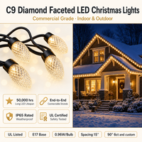 Ampoules LED C9 RGBW changeantes de couleur 24V personnalisées de 12 pouces et 15 pouces, lumières de Noël IP65 pour extérieur, décorations de Noël C9 E17