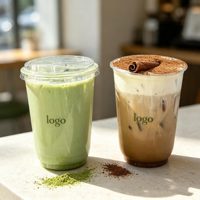 Groothandel op maat gemaakte logo transparante PET U-vormige koude bekers 12-24oz, wegwerpbekers met deksels voor Boba & fruitkoude dranken