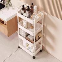 Chariot de rangement multifonctionnel et mobile à plusieurs niveaux pour collations, pour salon domestique, chariot en plastique à étages sur pied