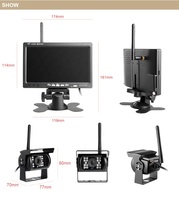Sistema de cámara de visión trasera inalámbrica de 7 pulgadas Cámara de respaldo de visión nocturna impermeable Monitor HD con control remoto para vehículos grandes