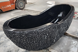 Baignoires ovales modernes sur mesure de luxe en marbre noir/jade encre exclusif – Baignoire autoportante en marbre pour salle de bain, villa, hôtel - Product Image 3