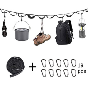 Outdoor Camping Clothesline Rope With 19 <b>Hooks</b> Portable Storage Strap For Tent Gear And Clothing Drying - Product Image 4