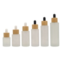 20Ml 30Ml 40Ml 50Ml 60Ml 80Ml 100Ml Bahu Datar Buram Transparan Sampo Kaca Botol Pompa Semprot Kosmetik dengan Tutup Bambu