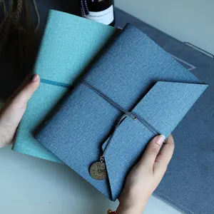 دفتر ملاحظات من الجلد بشعار مخصص هدايا تنفيذية ثابتة دفتر مذكرات بو مخطط أعمال مع نوع ظرف حبل