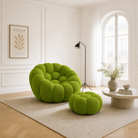 Canapé une place VERNSSY Green Bubble avec ottoman, chaise de loisirs incurvée en éponge haute densité, rafraîchissante, pour hôtel, villa, appartement, salle de sport, salon