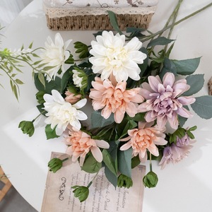 Dalias Japonesas Artificiales al por Mayor, Mini Dalias de Tacto Real para Ramos de Boda, Decoración Zen Oriental para Jarrones de Hogar - Product Image 1