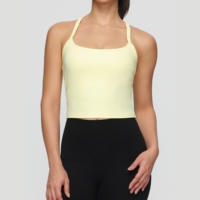 Benutzerdefiniertes Logo Damen Fitness Yoga Workout Ärmellose Crop Tops mit Polstern Atmungsaktive Weiche Racerback Sport Gym Crop Tank Tops