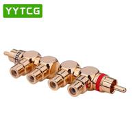 Adaptador RCA Tipo F YYTCG, Conector Macho Chapado en Oro a 2 Hembra, Cable de Audio y Video AV, Conector Jack, Convertidor