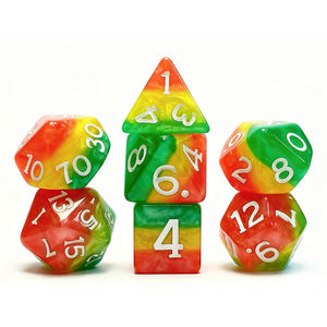 Set di dadi da gioco in resina acrilica poliedrica per adulti con bordo rotondo personalizzato arcobaleno - Product Image 2