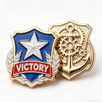 Insignia Náutica Victory Star Shield, Moderna y Tradicional, de Metal, Esmaltada por Ambos Lados, Impresa con UV, Coleccionable para Veteranos