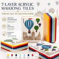 Tuiles de mahjong en acrylique de luxe, magnifiquement sculptées, 7 couches, motif personnalisé « Walk With Me », ensemble de mahjong américain de 160 pièces, peintes à la main