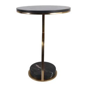 Tavolino da Cocktail Moderno in Marmo con Base Nera e Oro, Tavolino Rotondo Decorativo per Soggiorno e Camera da Letto, Piccolo Tavolino d'Appoggio - Product Image 3