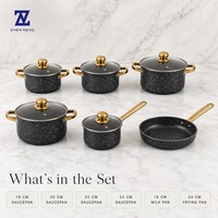 Ensemble de casseroles classiques en acier inoxydable 12 pièces, revêtement antiadhésif PTFE, couvercles en verre écologiques, poignées en métal, casserole 410, 16-24 cm