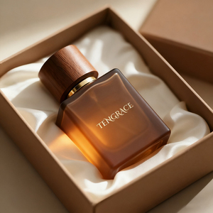 Botella de Perfume Cuadrada de 30ml 50ml de Buena Calidad, Botella de Vidrio Mate Vacía para Fragancias Marrones con Tapa de Madera - Product Image 5