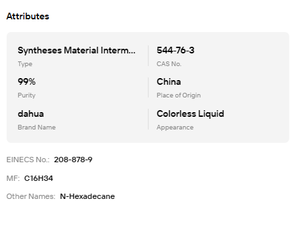 N-Hexadecano CAS 544-76-3 Disolvente Líquido Incoloro - Product Image 6