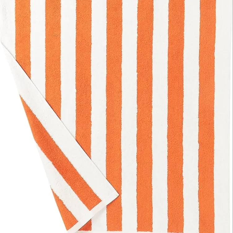 Klaar Voorraad Oranje Streep Zwembad Handdoek Hotel Custom Cabana Strandlaken Bad 100% Katoenen Streep Badhanddoek Voor Zwembad