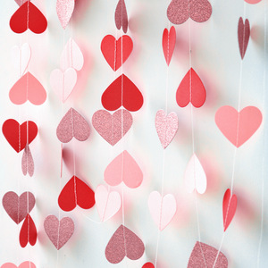 Guirnalda de Corazones Rojos, Adornos Colgantes en Forma de Corazón, Cadena de Papel con Doble Corazón, Patrón de Amor, para el Día de San Valentín, Fiestas de Cumpleaños - Product Image 1