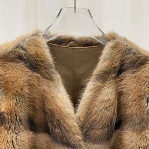 Soprabito con combinazione di colori a righe su misura con <span class=keywords><strong>collo</strong></span> a V cappotti di visone da donna in vera <span class=keywords><strong>pelliccia</strong></span> di visone - Product Image 4