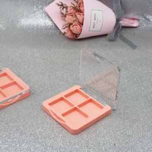 Уникальная Пустая палитра теней для век розового и оранжевого цвета с четырьмя отверстиями, пластиковый милый косметический контейнер с зеркалом - Product Image 4