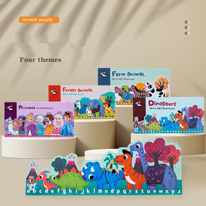 Rompecabezas a rayas de 26 letras para niños, juguetes educativos para niños, rompecabezas cognitivo de doble cara con dibujos animados de animales de granja, rompecabezas a juego - Product Image 4