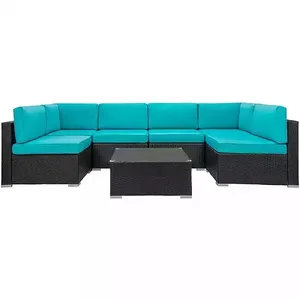 7 шт., набор мебели из ротанга, плетеный диван со Стеклянным Столом