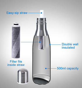 Lọc nhanh BPA <span class=keywords><strong>free</strong></span> xách tay nước lọc cấp thực phẩm nước bằng thép không gỉ chai với bộ lọc - Product Image 3
