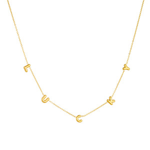 สร้อยคอโช้คเกอร์ลายตัวหนังสือนำโชคระดับเริ่มต้นทำจากสเตนเลสสีทองกันน้ำ - Product Image 5