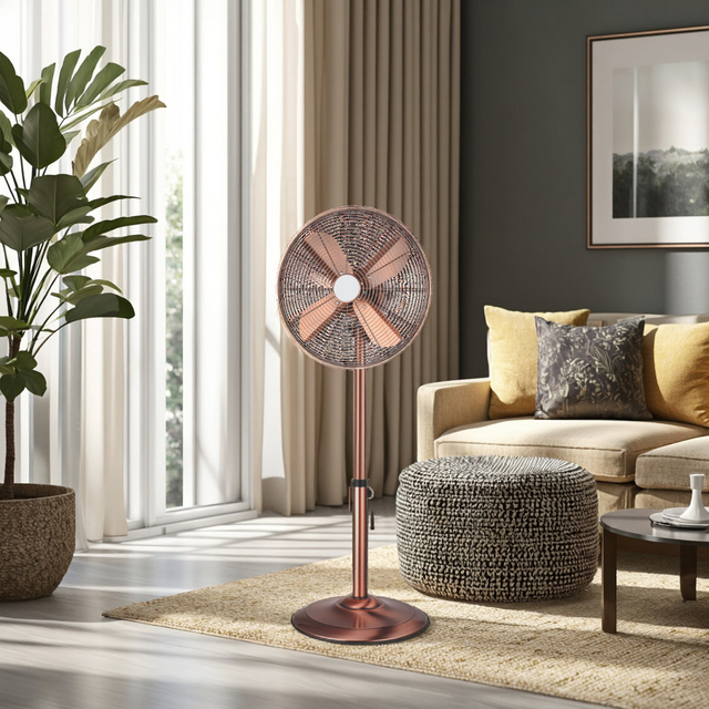 16'' Inch Retro Style Chrome Metal Tower & Pedestal Stand Fan Vintage Style Chrome Metal Stand Fan