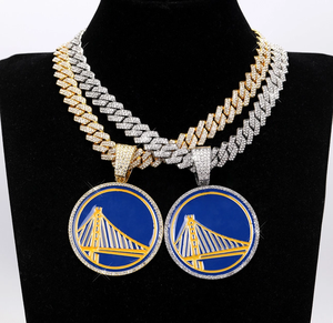 Diseño personalizado colgante collar nuevo baloncesto Golden State Warriors 24 pulgadas hombre mujer personalizado Hip Hop cadena cubana - Product Image 6