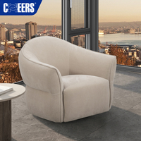 Fauteuil pivotant en tissu MANWAH CHEERS, rotation à 360 degrés, fauteuil individuel avec dossier surdimensionné pour salon